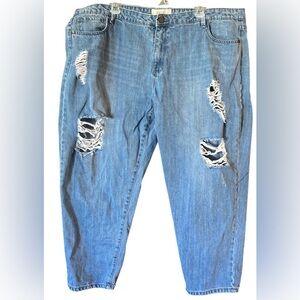 RACHEL Rachel Roy Women’s Blue Denim Distressed Straight Ankle Jeans size 20X